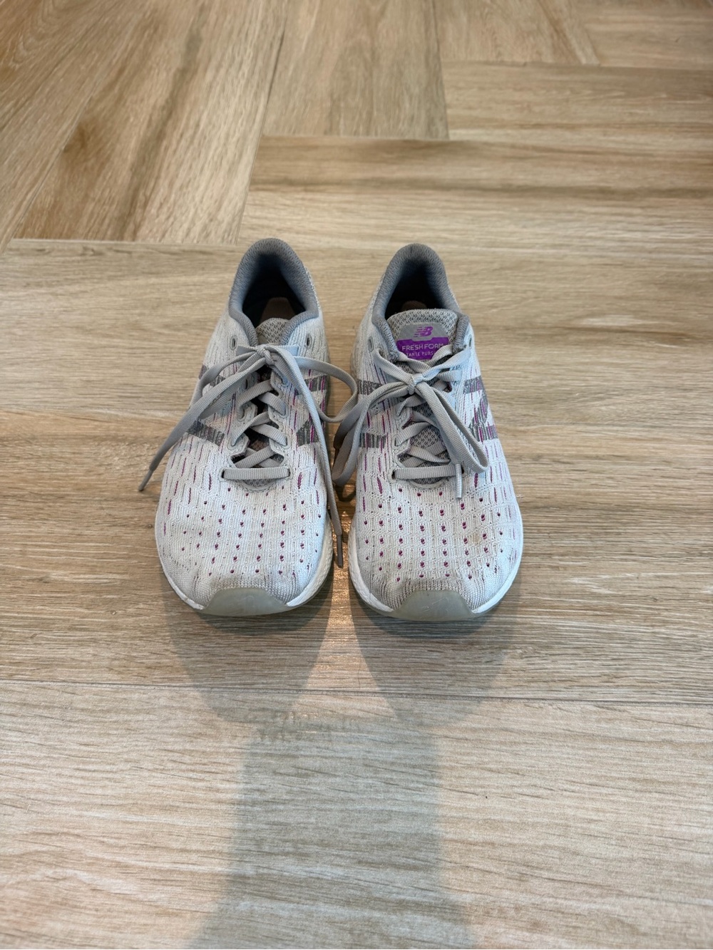 New Balance Women's Light Gray and Pink Athletic Sneakers